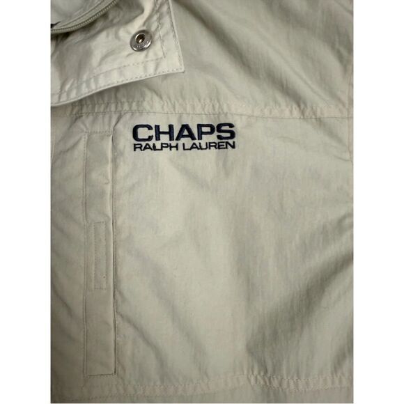Chaps Ralph Lauren 1/4 Zip Jacket Mens Medium Beige 100% Nylon Mesh Lined Hooded - Picture 4 of 7